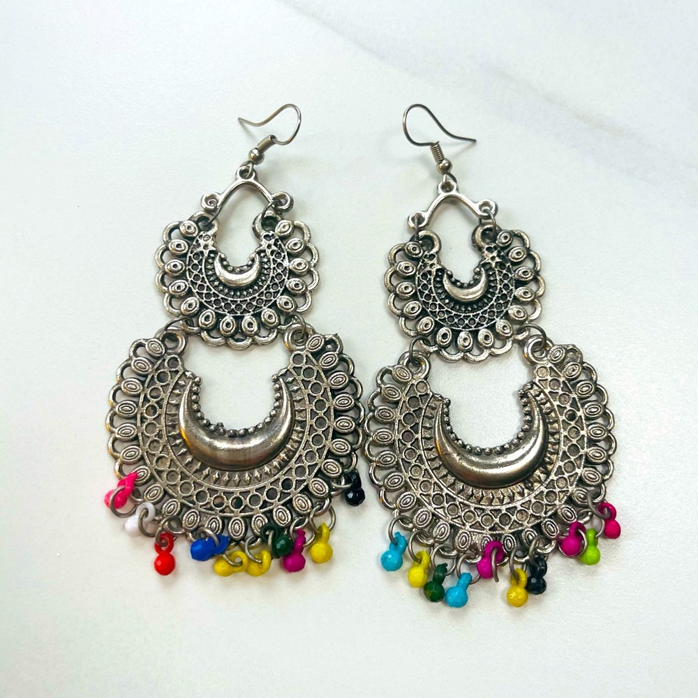 Indian Multi Colored Bead Earrings